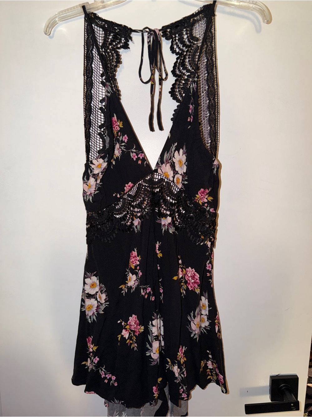 Rue21 Black Floral Lace-Trim Romper